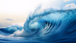 © homydesign - Vivid blue ocean wave captured in motion under clear skies
