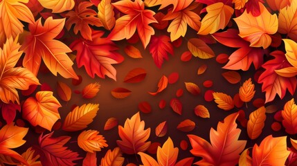 Wall Mural - Autumn leaves pattern background top view