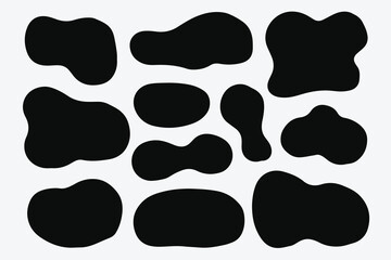 random abstract liquid organic black irregular blotch shapes. flat style design fluid vector illustr