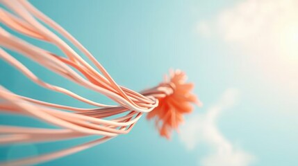 Poster - Create a surreal vision of networking and connectivity with cloud computing cables intertwined like vines in the sky.