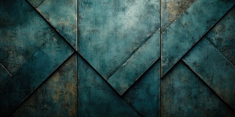 Wall Mural - Textured blue metal panels with geometric design.