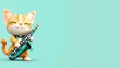 © ArtisticSnap - A cheerful cartoon cat plays a green saxophone against a mint background, radiating joy and musical creativity.