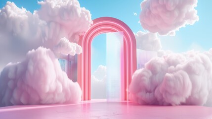 Poster - Capture the essence of cloud data centers in a surreal landscape where racks of servers blend seamlessly with ethereal cloudscapes.