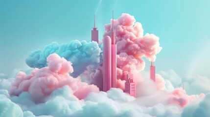 Poster - Discover the artistry of network technology through surreal scenes where infrastructure elements blend with fantastical, dreamlike clouds.