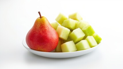 Sticker - Fresh pear fruit isolated over white background