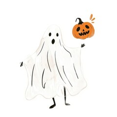 Poster - Ghost holding carved pumpkin