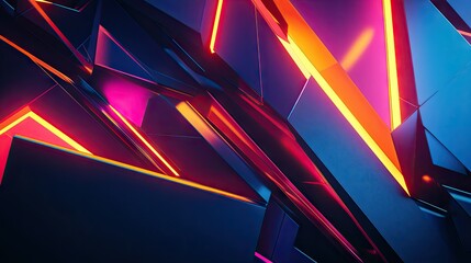 Poster - Abstract geometric shapes with a futuristic feel, featuring sharp lines and neon colors.
