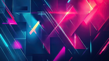 Poster - Abstract geometric shapes with a futuristic feel, featuring sharp lines and neon colors.