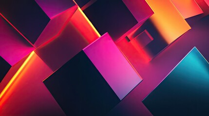 Poster - Abstract geometric shapes with a futuristic feel, featuring sharp lines and neon colors.