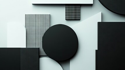 Poster - Abstract geometric shapes with a monochromatic color scheme, creating a minimalist and sleek background.