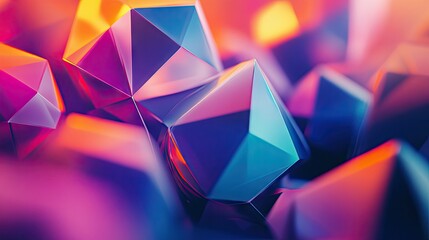Leinwandbilder - Abstract polygonal shapes with a futuristic feel, featuring bright, contrasting colors.