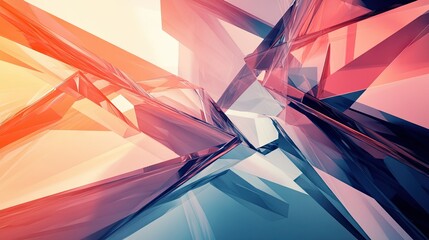 Leinwandbilder - Abstract polygonal shapes with a futuristic feel, featuring bright, contrasting colors.