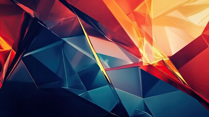 Leinwandbilder - Abstract polygonal shapes with a futuristic feel, featuring bright, contrasting colors.