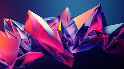 Leinwandbilder - Abstract polygonal shapes with a futuristic feel, featuring bright, contrasting colors.