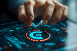 © YOGI C - Business Growth Analysis: Photo of Hand Interacting with Financial Data Visualization