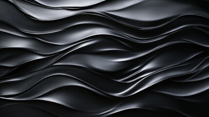 Abstract black wave pattern with metallic sheen