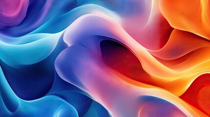 Wall Mural - Abstract wave patterns with soft curves and vibrant colors, creating a dynamic and energetic background.