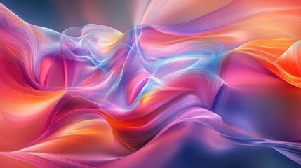 Poster - Abstract wave patterns with soft curves and vibrant colors, creating a dynamic and energetic background.