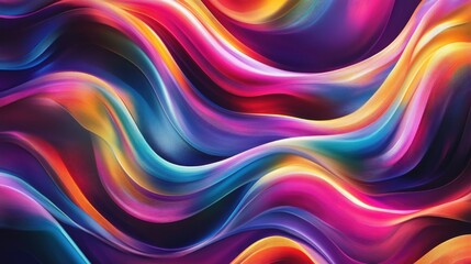 Poster - Abstract wave patterns with soft curves and vibrant colors, creating a dynamic and energetic background.