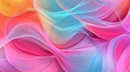 Poster - Abstract wave patterns with soft curves and vibrant colors, creating a dynamic and energetic background.