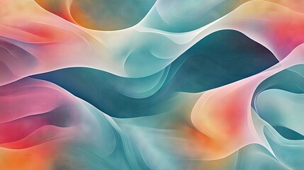 Poster - Abstract wave patterns with soft curves and cool colors, perfect for modern digital designs.