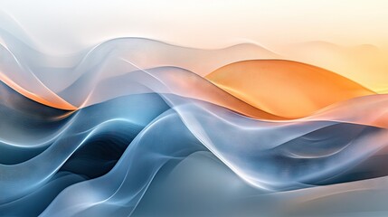 Wall Mural - Abstract wave patterns with soft curves and cool colors, perfect for modern digital designs.