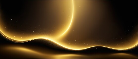 Wall Mural - Abstract Golden Light Waves on a Dark Background