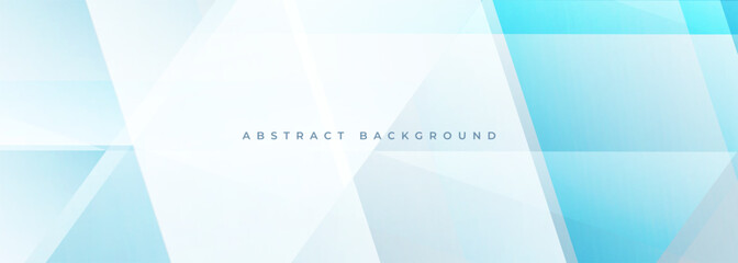 Poster - Light blue modern abstract wide banner background with geometric shapes. Vector illustration