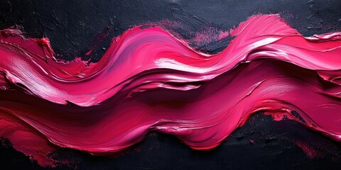 Wall Mural - Abstract pink wave on a dark background.