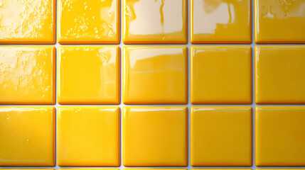 Sticker - A close-up of glossy yellow tiles arranged in a grid pattern.