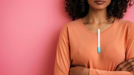 A negative pregnancy test and a woman disappointment, addressing infertility issues The concept reflects health challenges and emotional struggle, with copy space