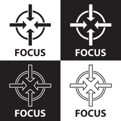 Focus icon vector sign and symbol isolated on white and black background, Focus logo concept. Vector illustration. EPS 10