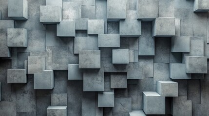 Wall Mural - Abstract Geometric Wall of Gray Cubes