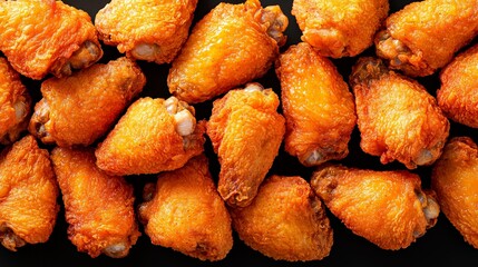 Crispy fried chicken wings in warm amber tone