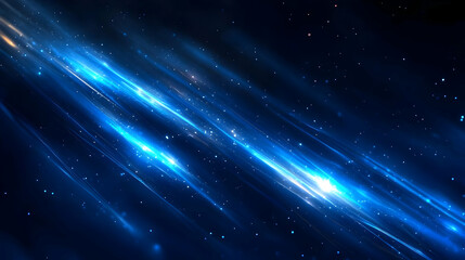 Poster - A dynamic blue cosmic background with streaks of light, evoking a sense of space and motion.