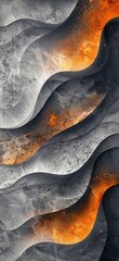 Poster - abstract design featuring flowing waves of gray and orange textures, capturing a blend of smooth and