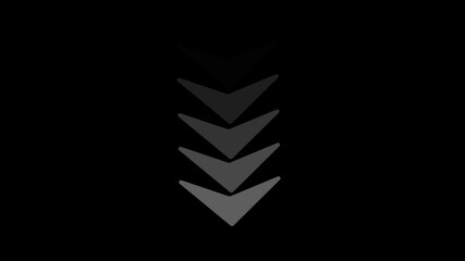 Poster - Downward white direction arrows animation for navigation on black screen with looping arrow loading icon.