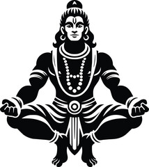 Wall Mural - Black and White Illustration of Legendary Hero Hanuman