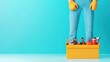 © justjupiter - A craftsman standing over a toolbox filled with various tools, showcasing a vibrant background perfect for DIY projects.