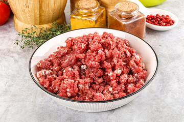 Raw beef minced meat for cooking