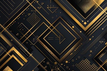 Poster - Elegant black and gold geometric pattern with lines and shapes for modern design and creative projects