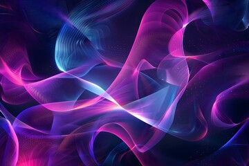 Poster - A dynamic abstract design with glowing neon ribbons in vibrant pink, blue, and purple hues, creating an ethereal, futuristic atmosphere.