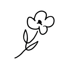 Sticker - Hand-drawn black and white flower illustration