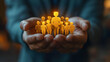 © Siasart Studio - A person holding a group of glowing figures, symbolizing leadership and community support.