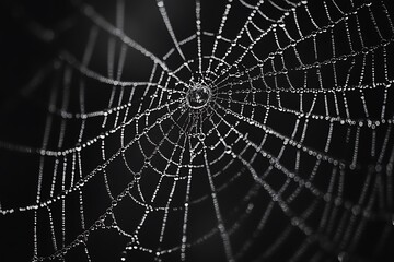 Wall Mural - spider web with dew drops