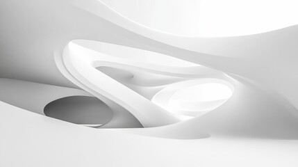 Wall Mural - Abstract white interior with flowing shapes and light.