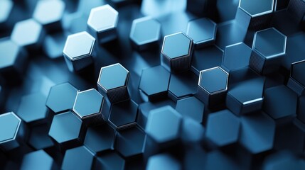 Poster - abstract illustration of hexagonal patterns in shades of grey and blue, representing modern data vis