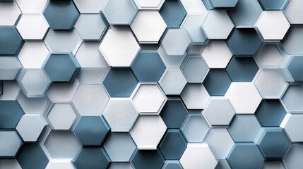 Poster - abstract illustration of hexagonal patterns in shades of grey and blue, representing modern data vis