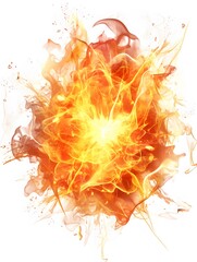 Abstract Fire Explosion  Burning Flames  Orange and Yellow Design  Digital Art