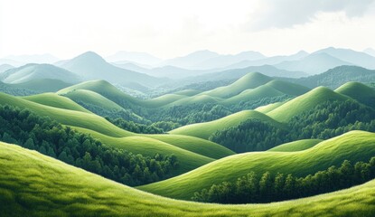 Wall Mural - Rolling Green Hills Landscape